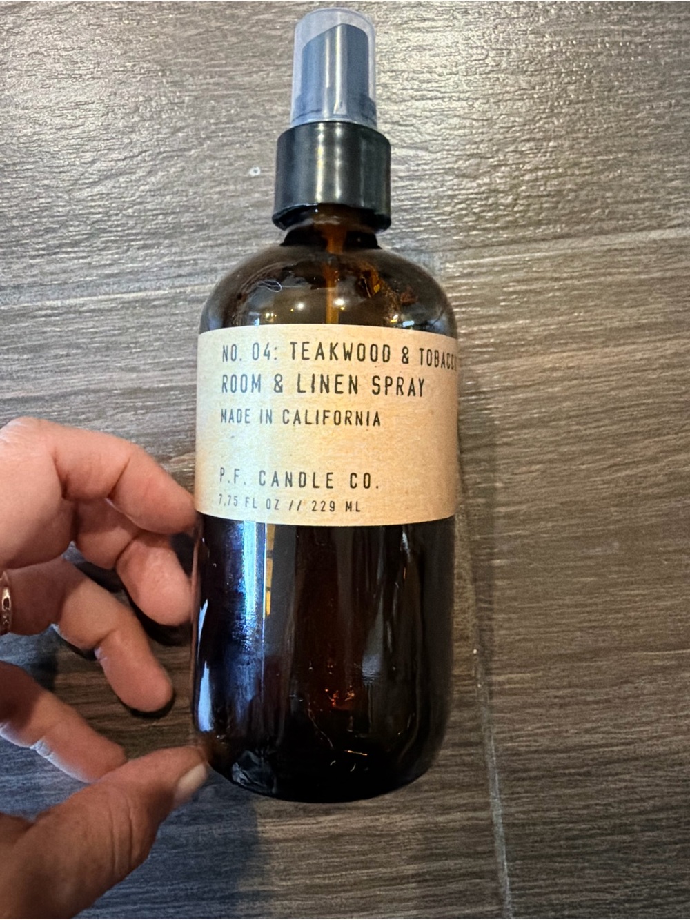 Teakwood & Tobacco Room & Linen Spray — Amber Bottle